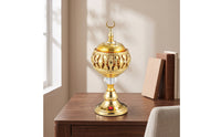 Electric Incense Burner Gold-Tone Metal Incense Burner Decorative Censer Ornate Tabletop Censer Electric for Prayer Room, Study