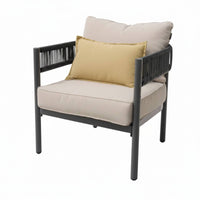 Hand-Woven Design 4-Piece Rope Weave Sofa Set Weather-Resistant 4-Piece Rope Weave Furniture Sturdy Frame outsidedoor Furnishing Lightweight Build for Property Managers, Business Owners, Balcony, Garden, Patio, Courtyard