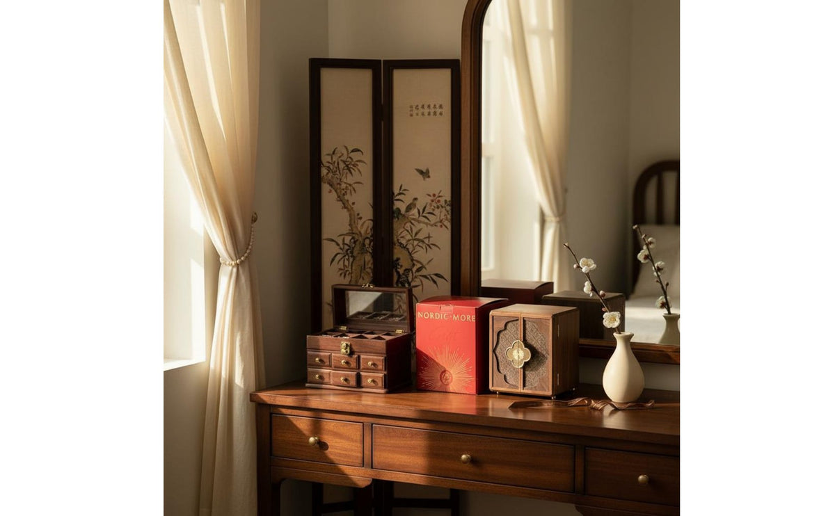 Wooden Jewelry Box Large Capacity Multi-Layer Jewelry Cabinet Dust-Resistant Household Storage for Bedroom