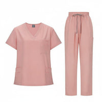 Stretch Material Scrub Set Breathable V-Neck Scrub Top and Pants Moisture Wicking Solid Color Medical Attire Wrinkle Resistant for Healthcare Professionals, Caregivers, Veterinarians, Hospital, Medical Facility, Operating Room, Tooth Care Office