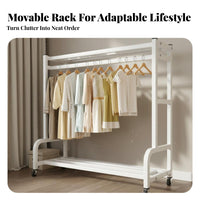 Large Capacity Freestanding Garment Rack with Shelves Stable Design Garment Rack with Shelf Heavy-Duty Freestanding Clothes Hanger Stand Easy Assembly for Students, Homeowners, Bedroom, Dorm Room, Apartment, Entryway
