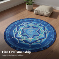 Mandala Meditation Pad Non-Slip Mandala Floor Carpet Multi-Functional Round Meditation Mat for Meditators, Spiritual Seekers, Indoors, Studio, Bedroom