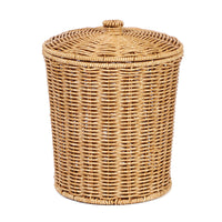 Rattan-Style Storage Basket with Lid, Large Laundry Hamper