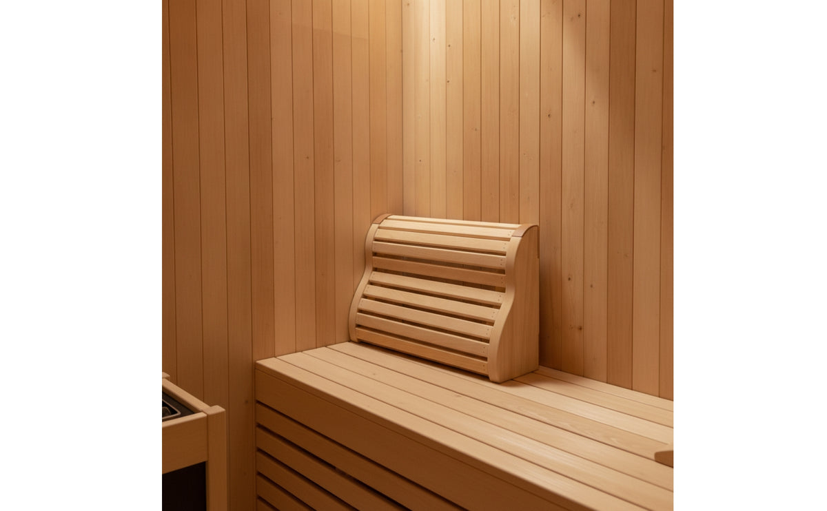 Solid Wood Wooden Headrest with Curved Supports Ergonomic Sauna Headrest Slatted Sauna Backrest Heat-Resistant for Steam Room, Home Spa