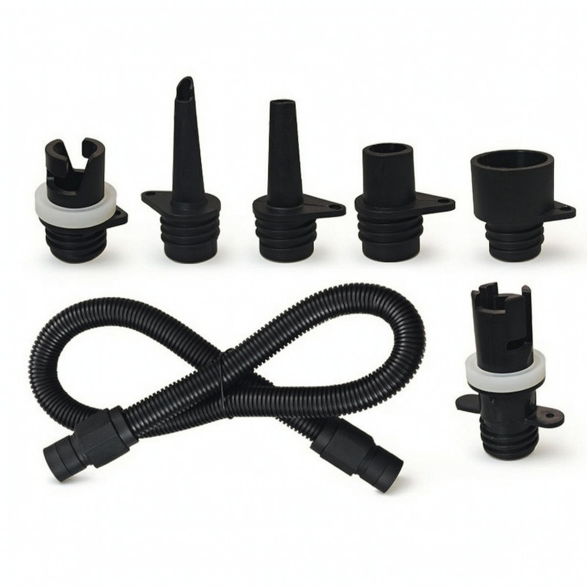 6 Pieces Spiral Air Pump Hose Adapter Corrugated Pump Hose with Adapter Coiled Flexible for Paddlers, Boaters, Boating, Outdoor Sports