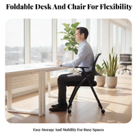 foldable top Mobile Table Foldable Training Desk Space-Saving for Students, Trainers