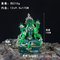 Green Tara Buddha Statue Resin Craft Chinese Home Decor Gold Leaf
