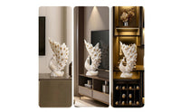 Peacock Vase Gold-Accented Peacock Figurine Sculpted for Entryway, Art Lovers
