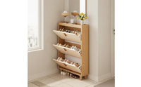Large Capacity Flip Drawer Shoe Cabinet Space Saving Tip-out Shoe Cabinet Ultra Thin Household Storage Anti-Tipping Design for Hallway