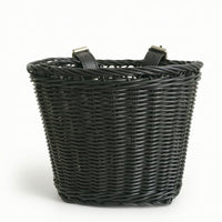 Woven Cycle Basket Front-Mounted Bike Basket with Straps Universal Handlebar Storage Container with Straps for Kids, Young Children, Balance Bikes