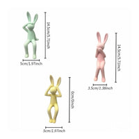 3 Pieces Flocked Rabbit Figurine Soft Velvet Texture Table Ornament for Bedroom