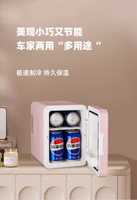 车家两用美妆镜面迷你小冰箱制冷护肤品饮料4L便携式车载