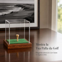 Golf Ball Acrylic Display Case with Wooden Base Dustproof Storage Cover