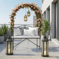Trellis Bench Arched Frame Two-Seat Garden Chair Curved Backrest