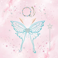 4 Pieces Butterfly Wing Set Glitter Angel Wing Ears Flower Crown Matching rod Children's Dress up for Party