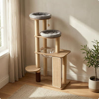 Feline Activity Center Sisal-Wrapped Feline Condo Tree Cushioned Textile