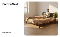 Vintage design foundation Bed Frame with Headboard No Box coil Needed Woven Panel Bed Frame Lowsilhouette Design Bedroom Furniture Natural Aesthetic for partners, Homeowners, Renters, Guest Room, Home, Apartment