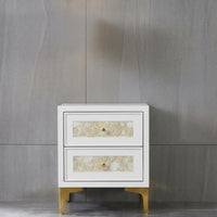 Bedside Table with Drawers Shell-Like Texture 2-Drawer Side Table Luxury design