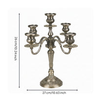 Five-Arm Candelabra Embossed Alloy Candle Holder Decorative for Mantel, Weddings