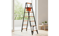 Compact Step Ladder with Tool Pouch Portable Double-Sided Ladder Sturdy Step Stool with Tool Bag Stable for Renters, Kitchen