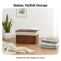 Lidded Wicker Box With Lids Lidded Rattan Trunk Buckle Closure for vehicle Owners