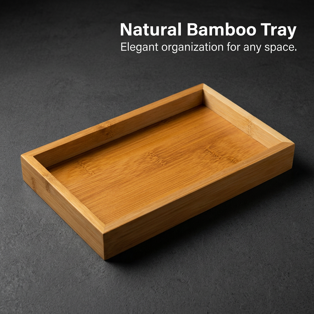 Bamboo Serving Tray for Minimalist Decor, Wooden Tray with Handles, Rectangular Bamboo Tray Handles, Dining Snack Fruit Bamboo Tray