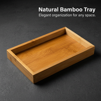 Bamboo Serving Tray for Minimalist Decor, Wooden Tray with Handles, Rectangular Bamboo Tray Handles, Dining Snack Fruit Bamboo Tray