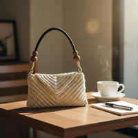 Small Square Shoulder Bag Chic Knitted Shoulder Bag Easy to Match Outfits
