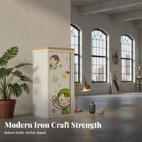 Single-Door Metal Locker Space-Saving Storage Cabinet Pastel Colors for Children