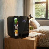 Portable Mini Refrigerator with Digital Display Compact 10L Mini Fridge Low-Silhouette Drink Fridge with Digital Display Transparent for Renters, Bedroom, Car
