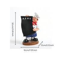 Chef Statue with Menu Board Classic Ornament Collectible for Food Lovers