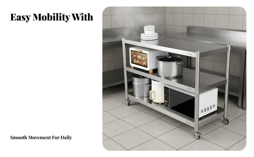 Rust Resistant Stainless Steel Storage Rack Heavy-Duty Multi-Layer Utility Shelf Large Capacity Rolling Kitchen Rack Easy Assembly for Commercial Users, Balcony, Restaurant, Warehouse, Garage