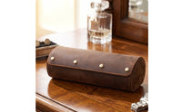 Vintage Watch Roll with Three Slots Distressed Watch Travel Case Compact Portable for Travelers