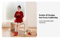 3 Pieces Fuzzy Knit Crop Top Skirt Set Holiday Themed women's Apparel for Teens