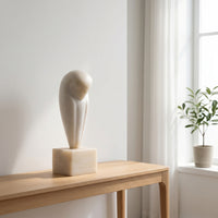 Owl Statue with Base Abstract Collectible Polished for Bookshelf, Homeowners