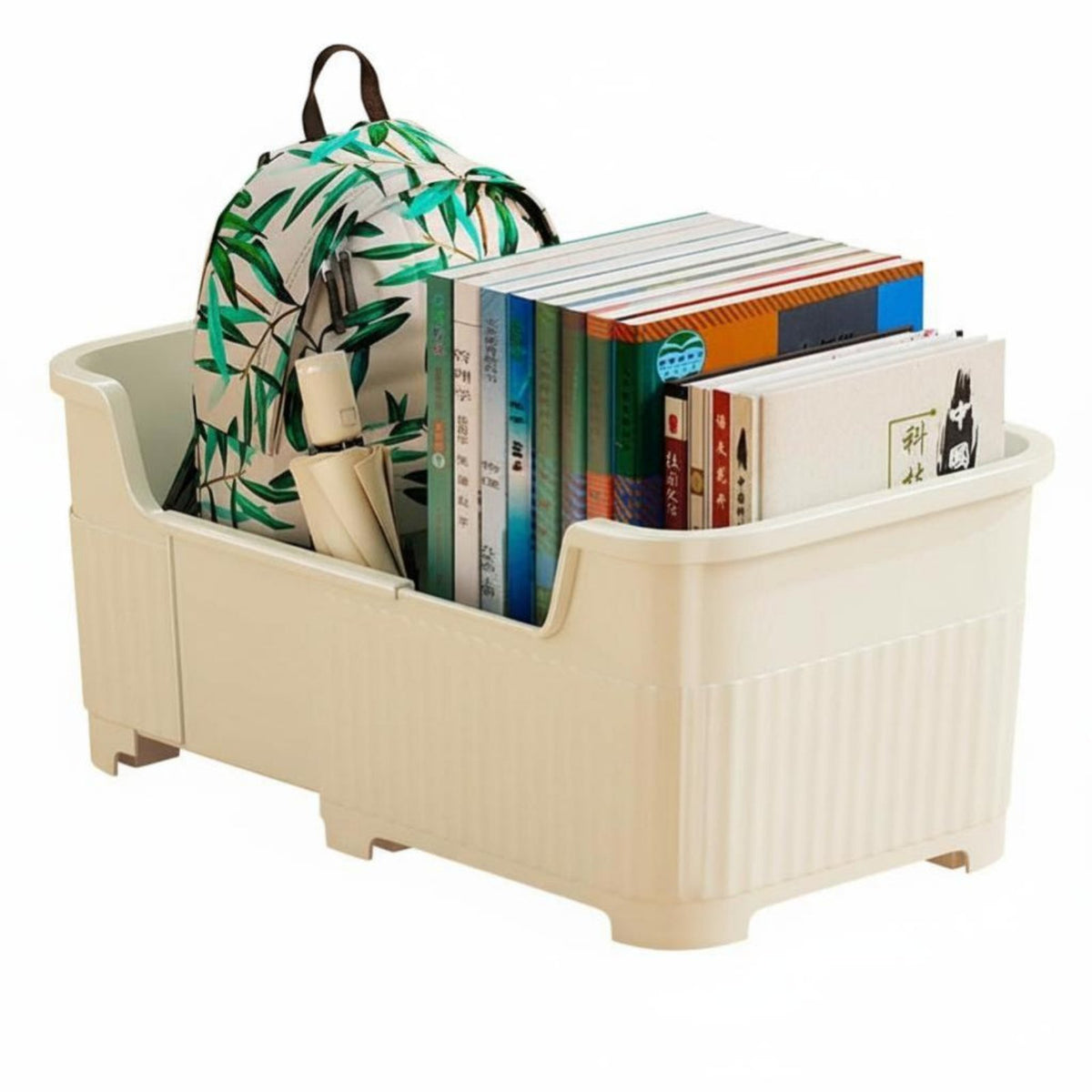 Expandable Rolling book container Easy Assembly Wheeled Book container Stackable for Parents