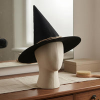 Black Pointed Wizard Hat Halloween Wide Brim Wizard Hat Festive Celebration