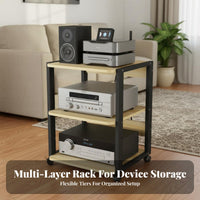 High-Fidelity Equipment Rack With Wheels Mobile Audio Component Shelf Space-Saving Multi-Tier AV Equipment Shelf for Audiophiles
