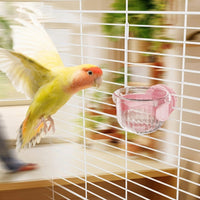 Bird Feeder and Parrot Water Dispenser, Glass Freestanding Bowl for Parrot Feeder, Internal Hanging Design Bird Waterer for Cage Bird Feeding