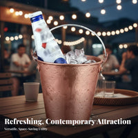 Metal Ice Container with Handle Food-Grade Portable Fried Chicken Pail Metal Ice Container Sturdy Handles Party Drink Chiller