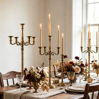 5 Arm Candelabra Antique Bronze Finish 5-Arm Candle Holder Vintage Design