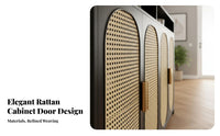 Rattan Door Credenza Modern Design Woven Door Credenza Versatile Use Breathable Doors for Homeowners, New Movers, Dining Room