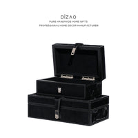 Luxury Modern Minimalist Genuine Leather Horsehair Decorative Box for Cloakroom, Hotel Bedroom Storage
