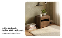 Nightstand with Drawers and Shelf Walnut Finish for Adults