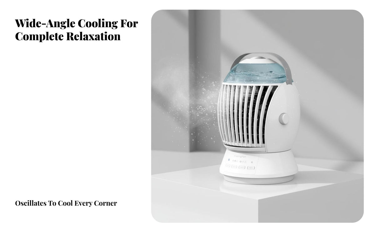 Mini Water Cooling Fan Cools & Humidifies Mini Air Chiller Fan Compact Design USB Electric Air Chiller for Students, Office Workers, Dorm Room