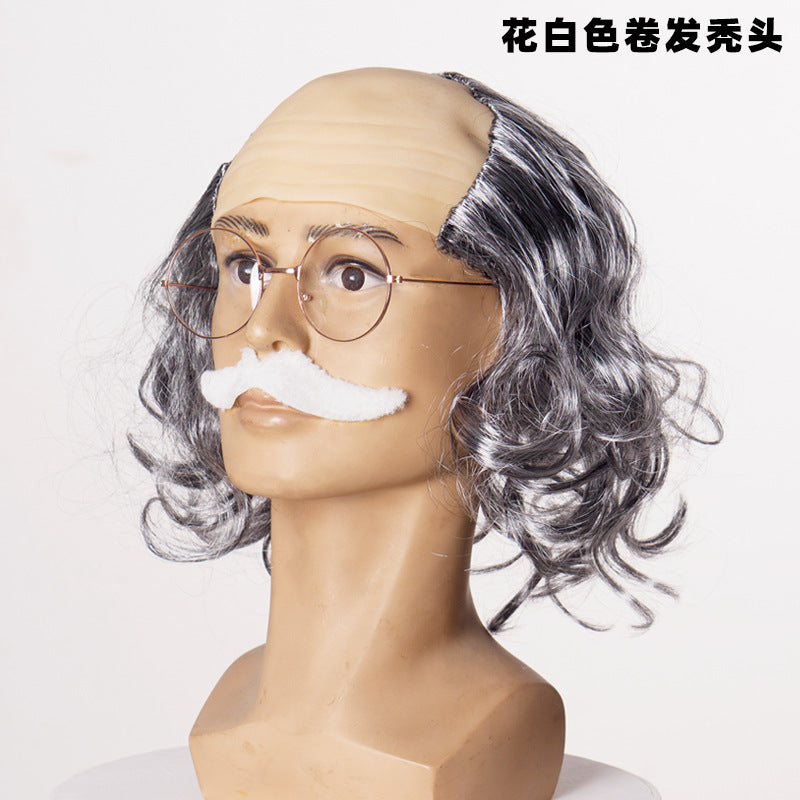 Gray White / Medium Long Curly