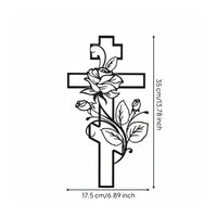 Floral Cross Sign Long-Lasting Material Religious Symbol Modern Outline