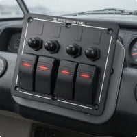 4-Position Marine Switch Panel DC 12V to 24V Breaker Switch Panel Pre-Wired Vehicle Accessory Red Indicator Lights for Boat Cabin