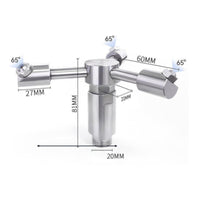 Stainless Steel Rotary Cleaning Nozzle 3 Water Outlets Stainless Steel Spray Head Easy to Install for Factory