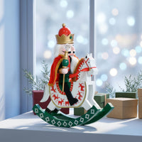 Nutcracker on Rocking Horse Collectible Nutcracker with Rocking Horse Indoor Tabletop Ornament for Mantel
